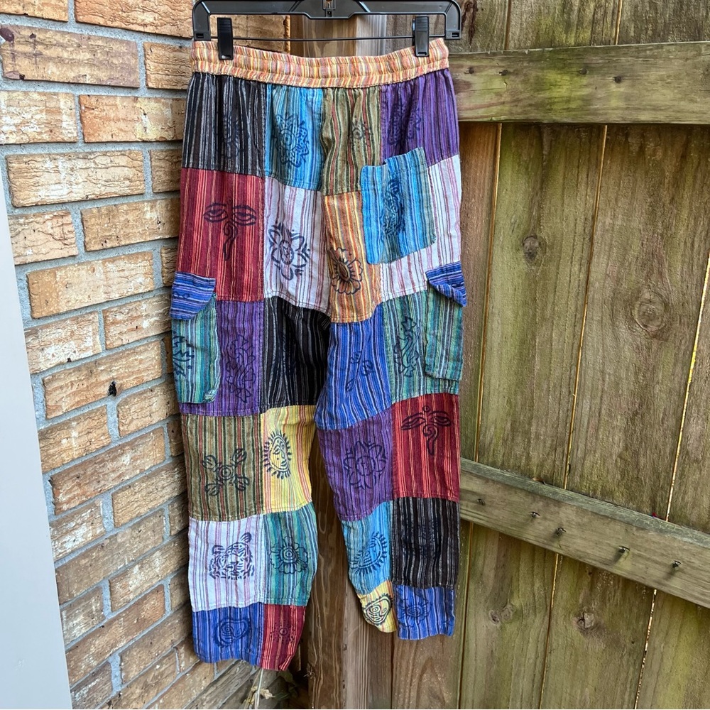 Rising International Colorful Patchwork Cargo Pan… - image 3